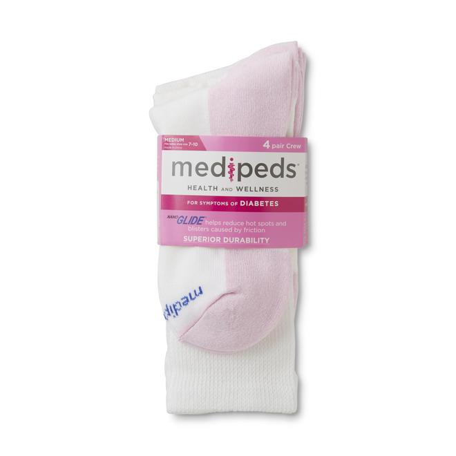 MediPeds Women's 4Pairs Diabetic Health & Wellness Crew Socks