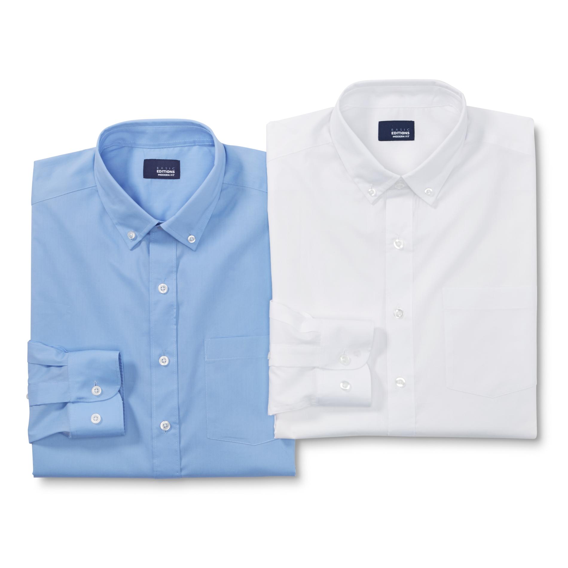 Basic Editions Men's 2-Pack Easy Care Dress Shirts