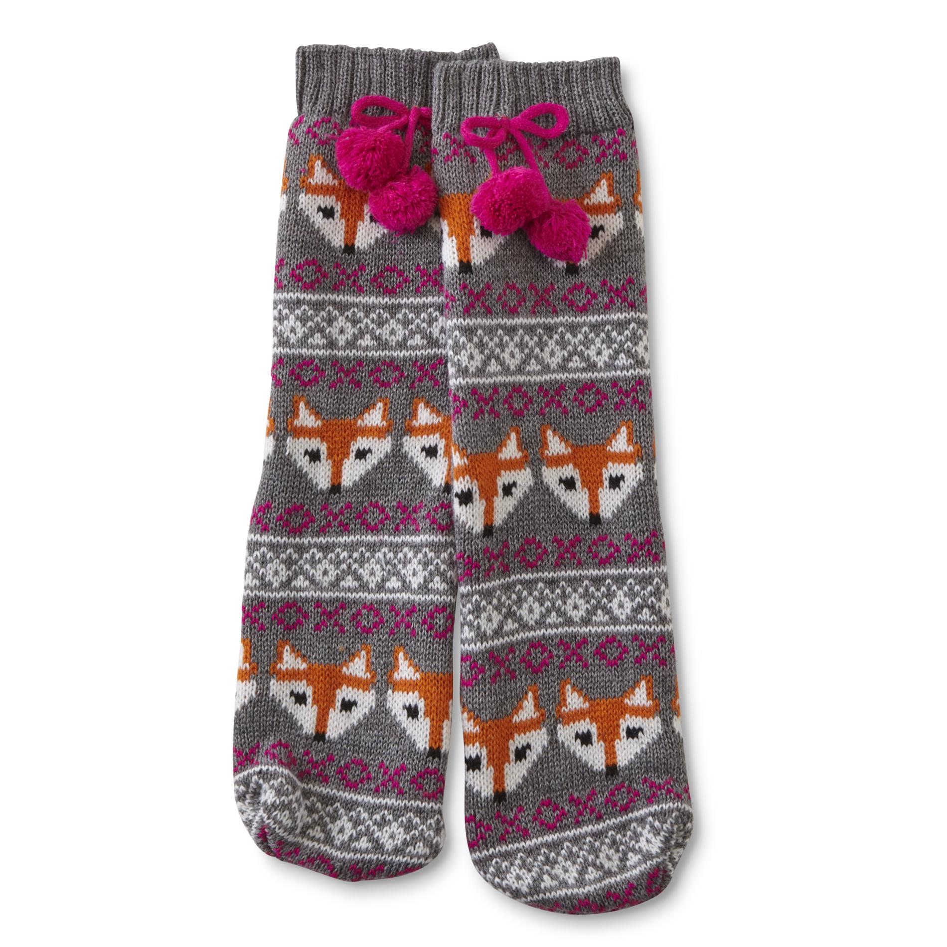 Joe Boxer Girls' Slipper Socks - Argyle & Foxes
