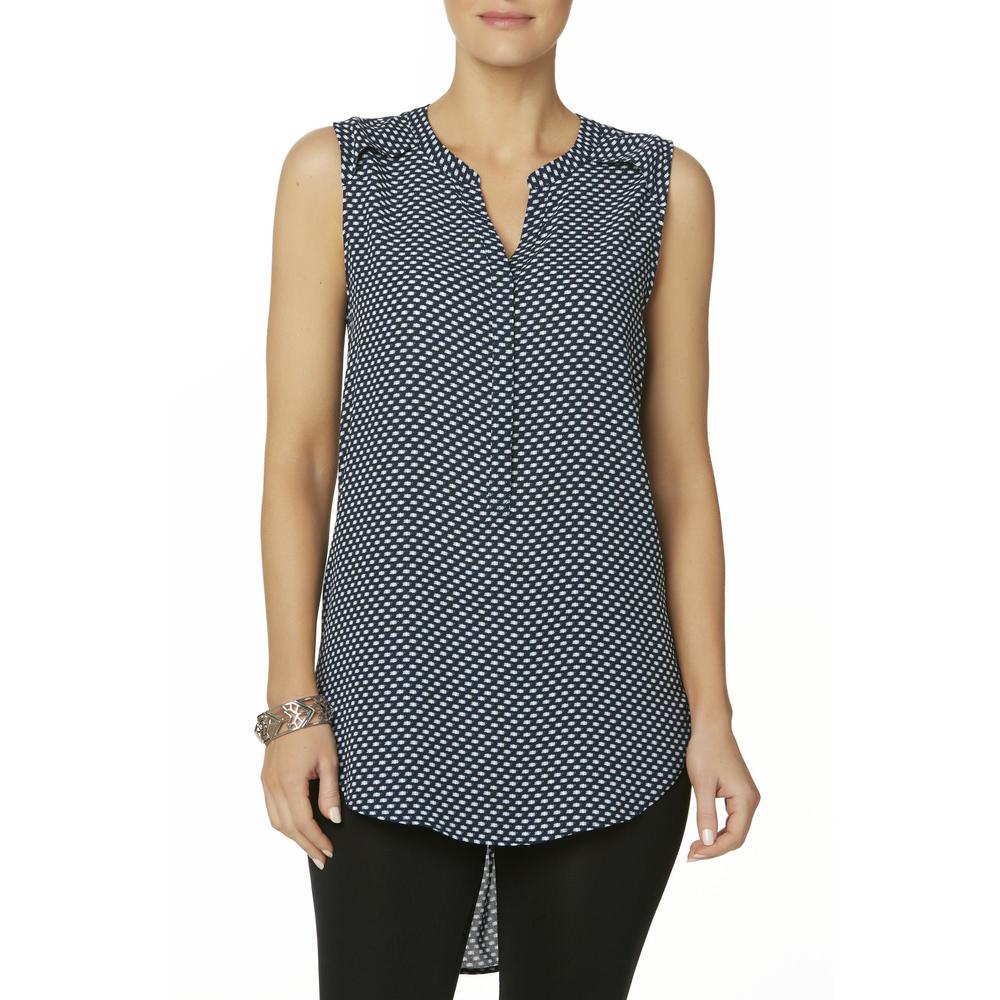 Simply Styled Women's High-Low Sleeveless Tunic - Geometric Print