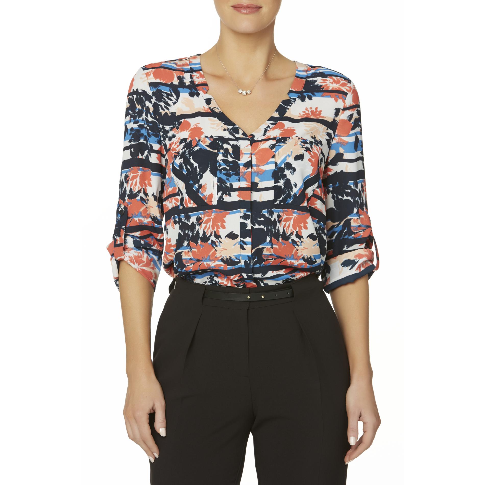 Simply Styled Women's Chiffon Blouse - Abstract Floral