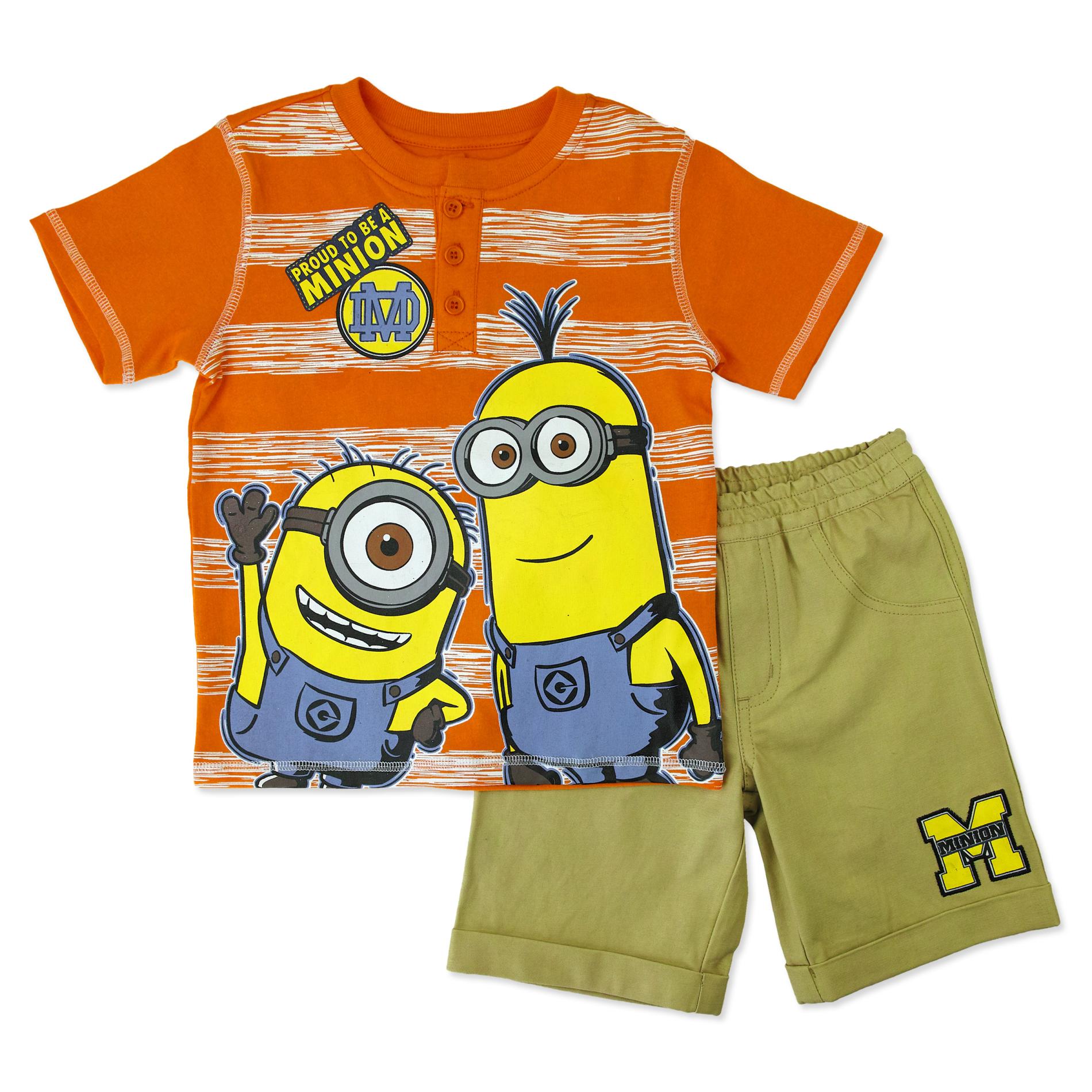 Universal Studios Minions Toddler Boys' Henley Shirt & Shorts - Striped