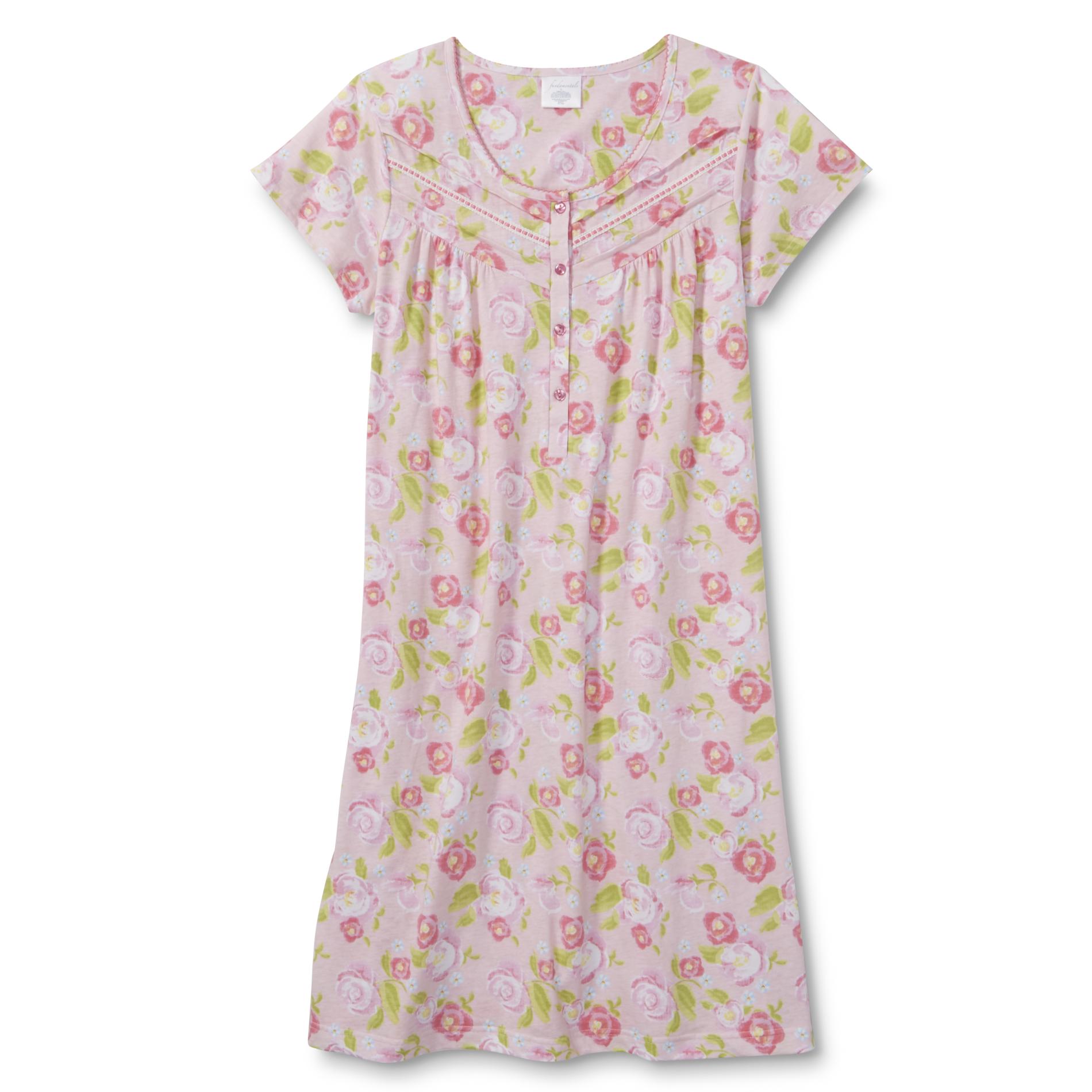 Fundamentals Women's Plus Henley Nightgown - Floral
