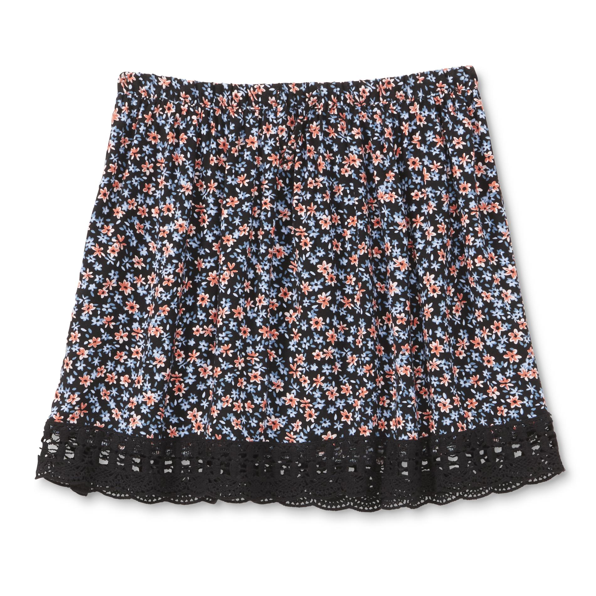 Simply Styled Girls' Embellished Skater Skirt - Floral