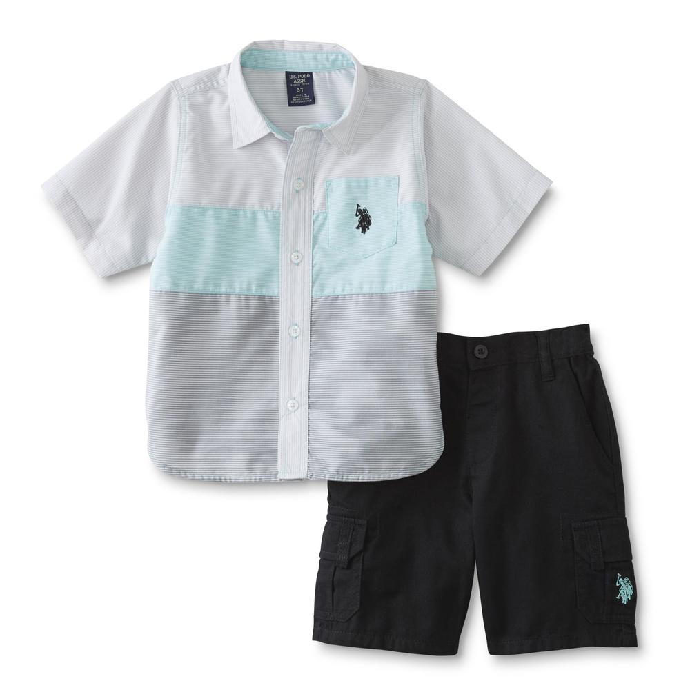U.S. Polo Assn. Infant & Toddler Boys' Collared Shirt & Shorts - Striped