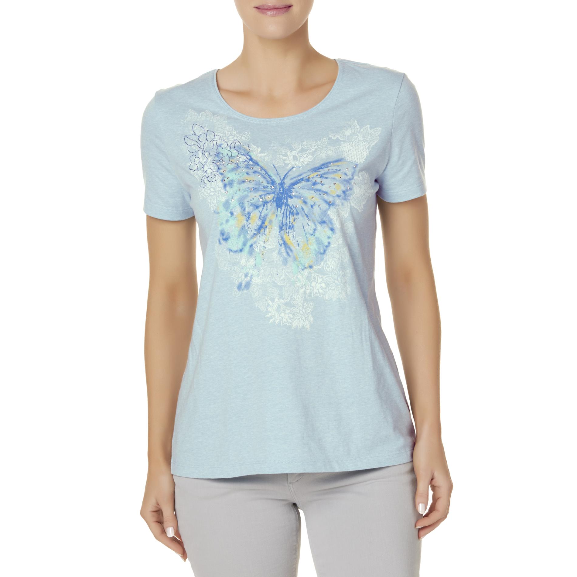 Laura Scott Women's Embellished T-Shirt - Butterfly