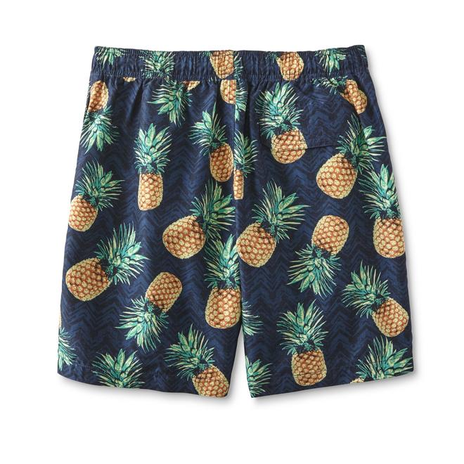 Basic Editions Men's Swim Trunks Pineapple