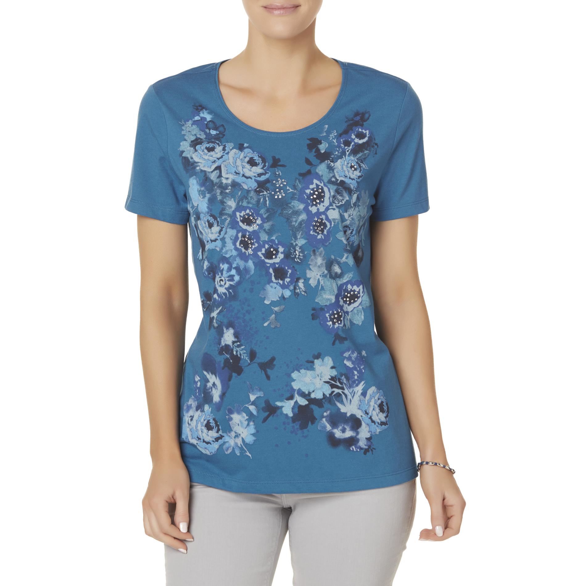 Laura Scott Women's Embellished T-Shirt - Floral