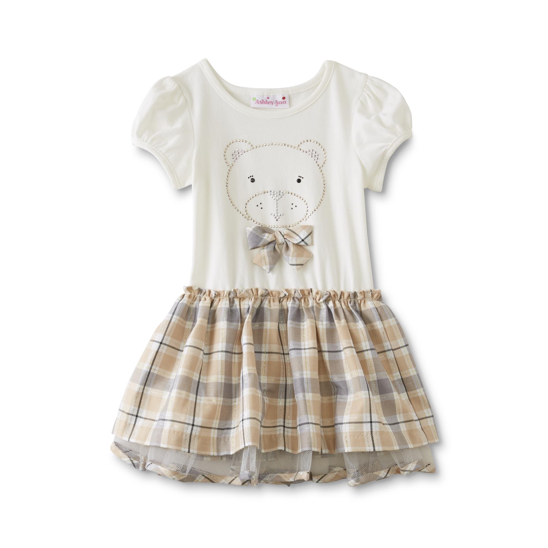 Ashley Ann Infant & Toddler Girls' Embellished Dress - Plaid & Bear