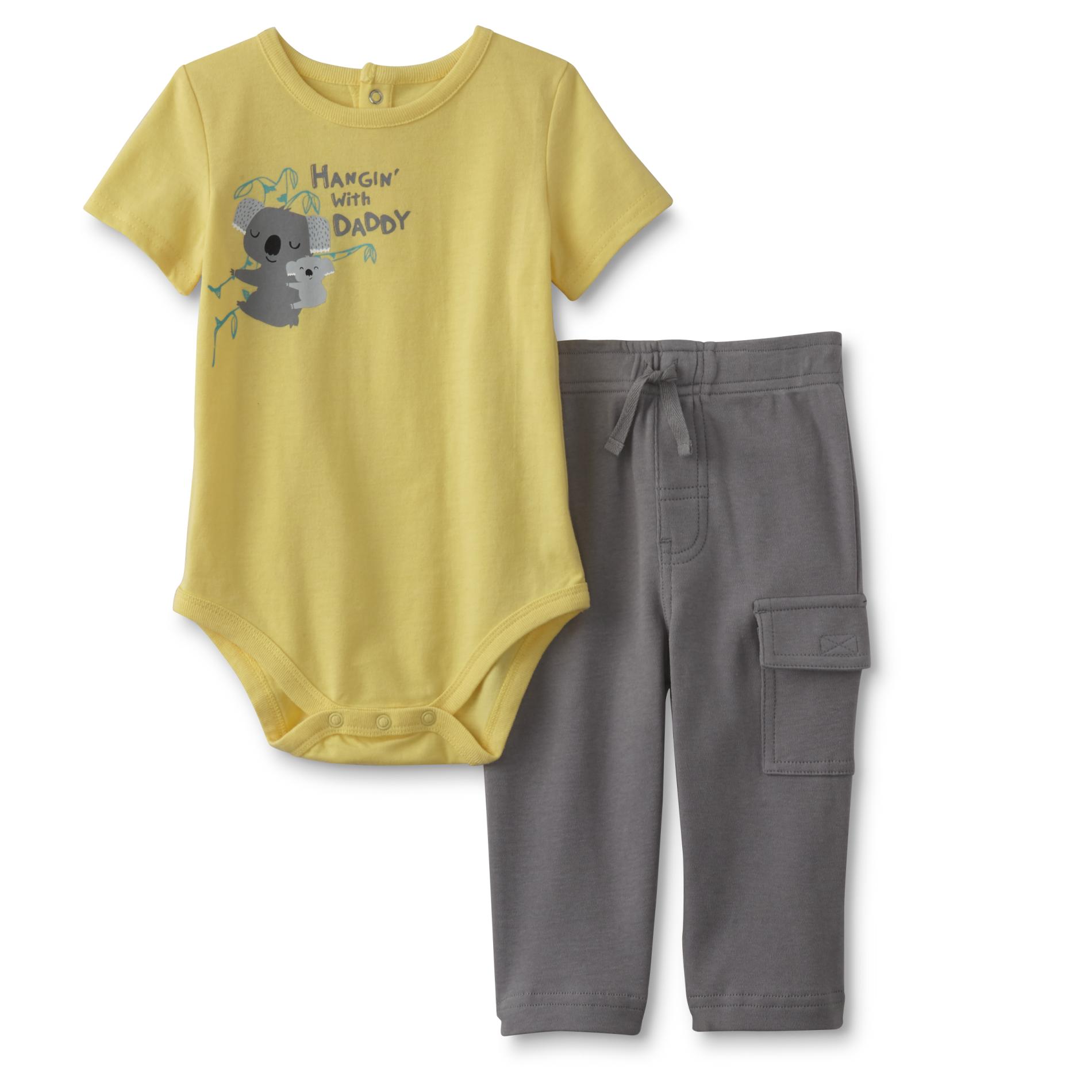 Small Wonders Newborn Boys' Bodysuit & Jogger Pants - Hangin' With Daddy