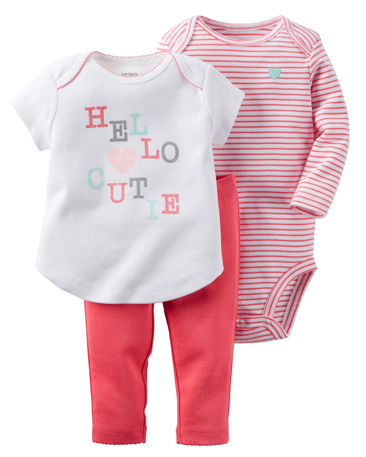 Carter's Newborn & Infant Girls' Bodysuit, Shirt & Pants - Striped