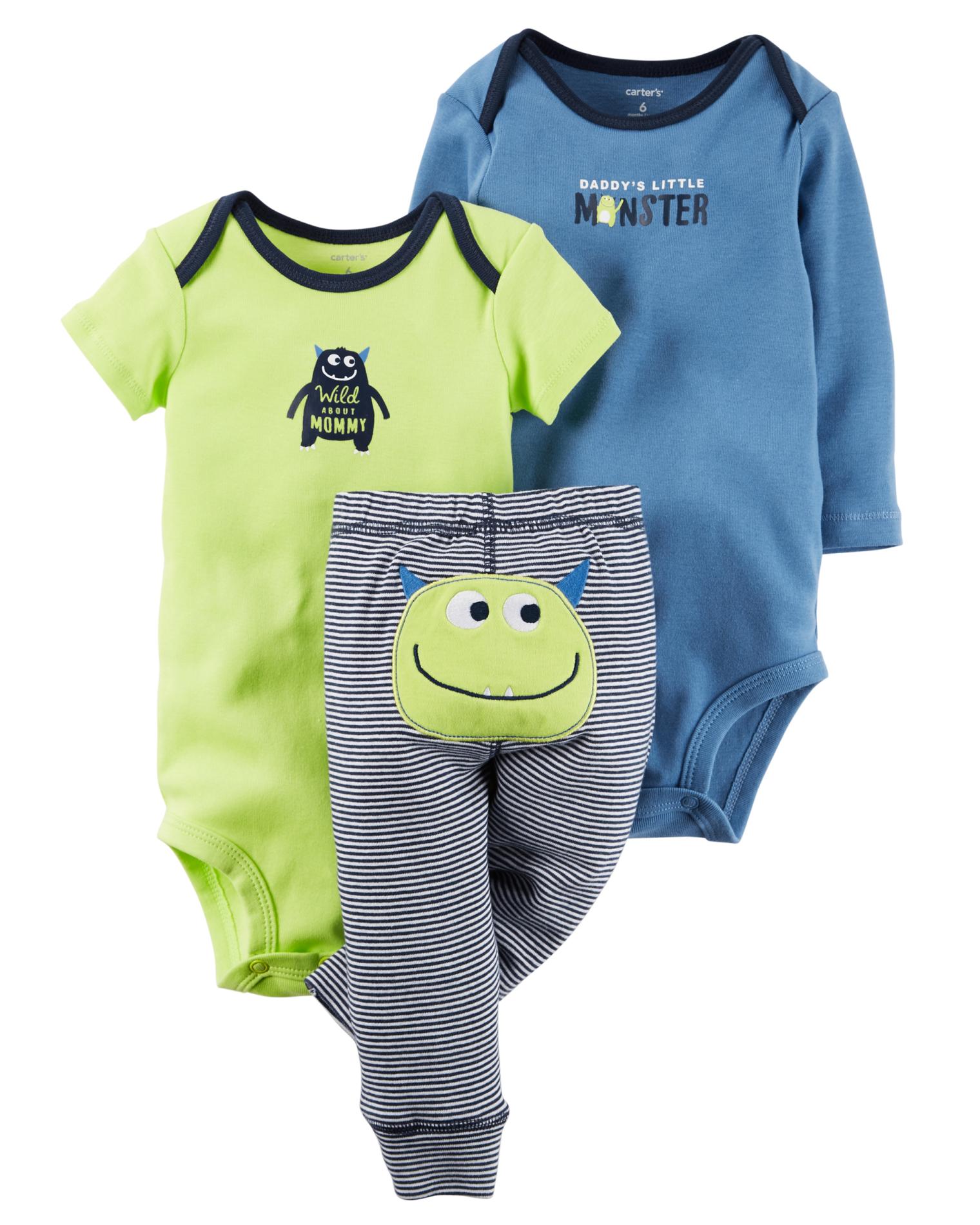 Carter's Newborn & Infant Boys' 2 Bodysuits & Pants - Monster