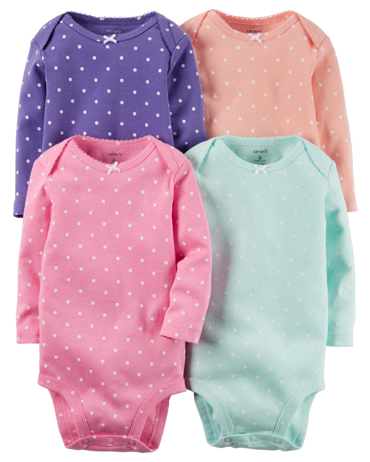 Carter's Newborn & Infants' 4-Pack Long-Sleeve Bodysuit - Polka Dot