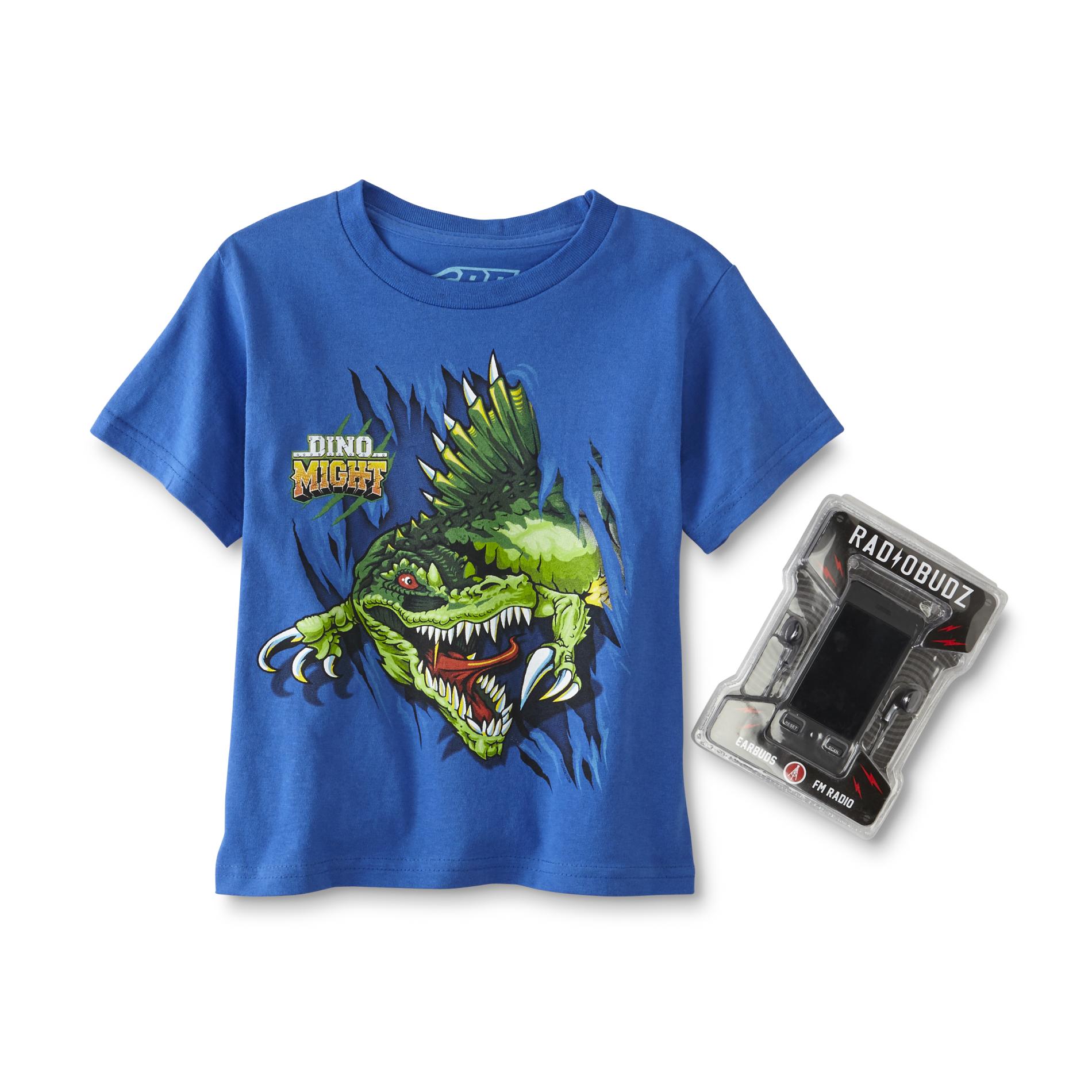 Boys' Graphic T-Shirt, Radio & Earbuds - Dino Might