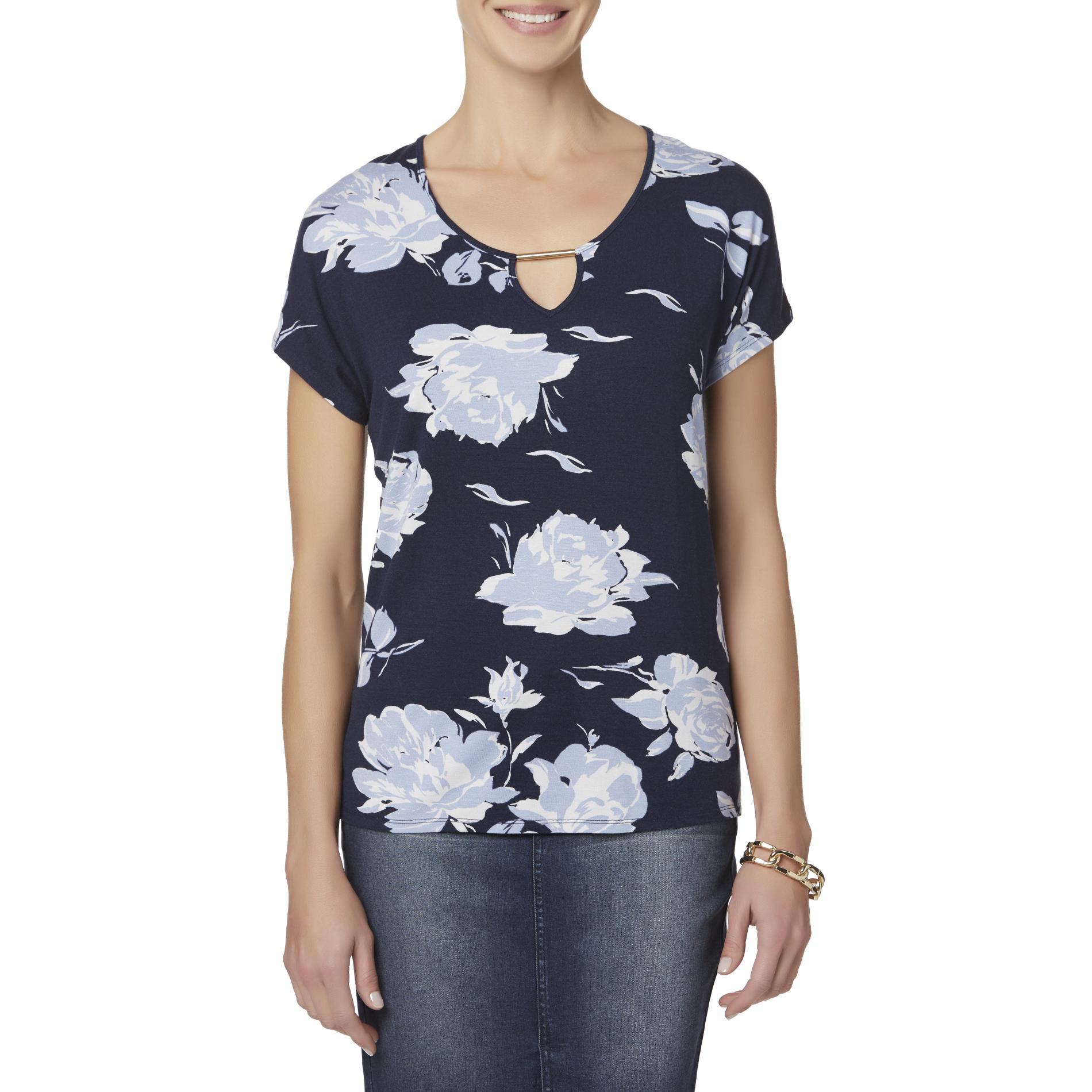 Jaclyn Smith Women's Keyhole Top - Floral