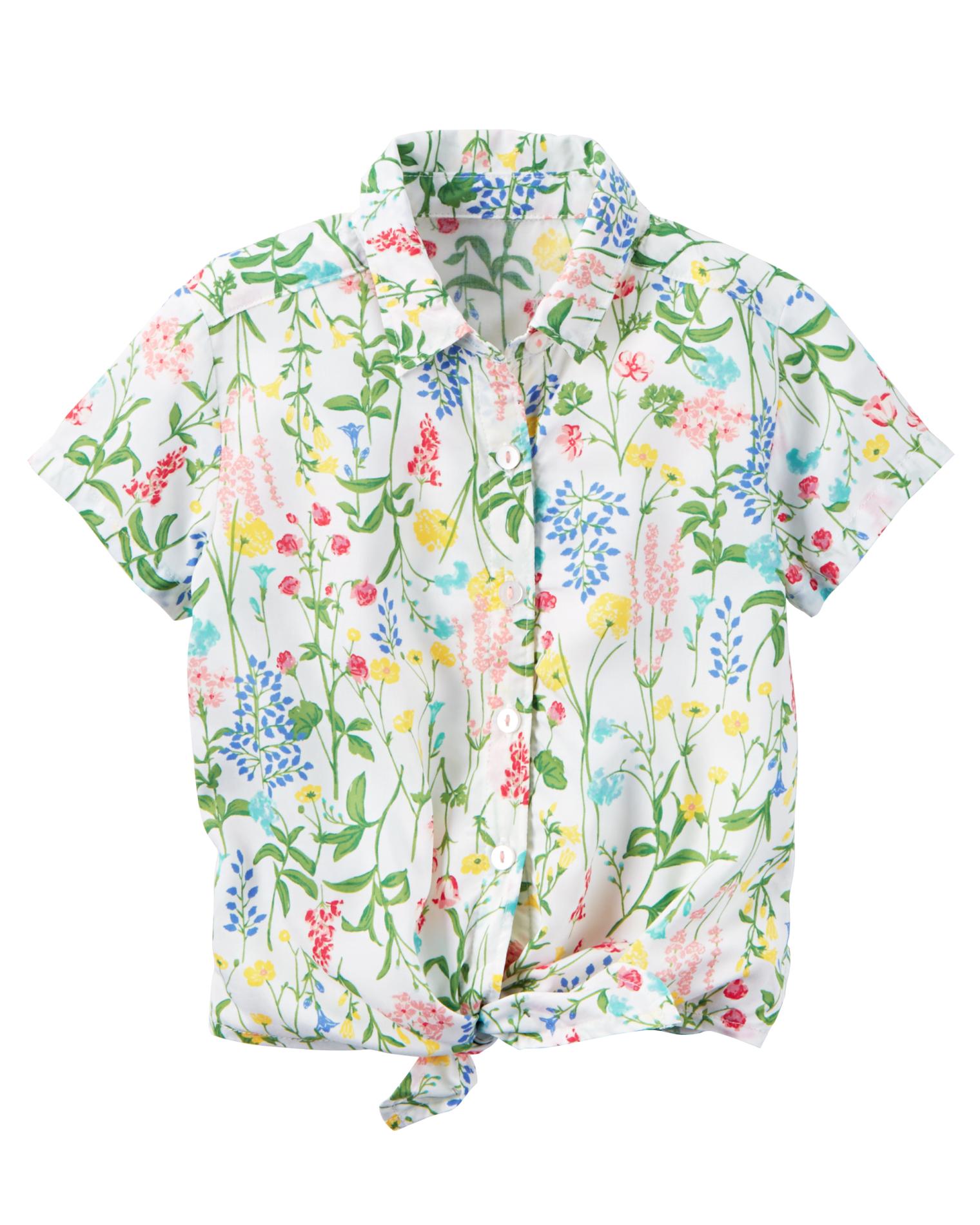 Carter's Girls' Tie-Front Shirt - Floral