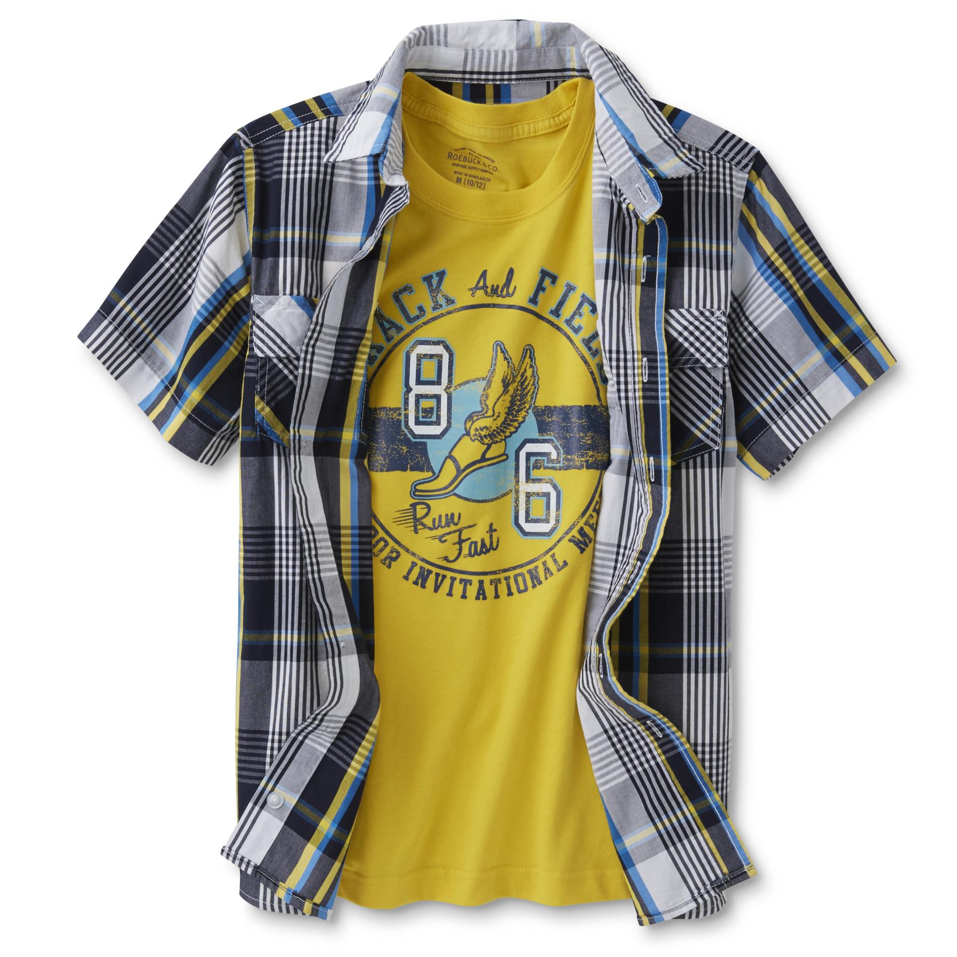 Roebuck & Co. Boys' Graphic T-Shirt & Button-Front Shirt - Track & Field
