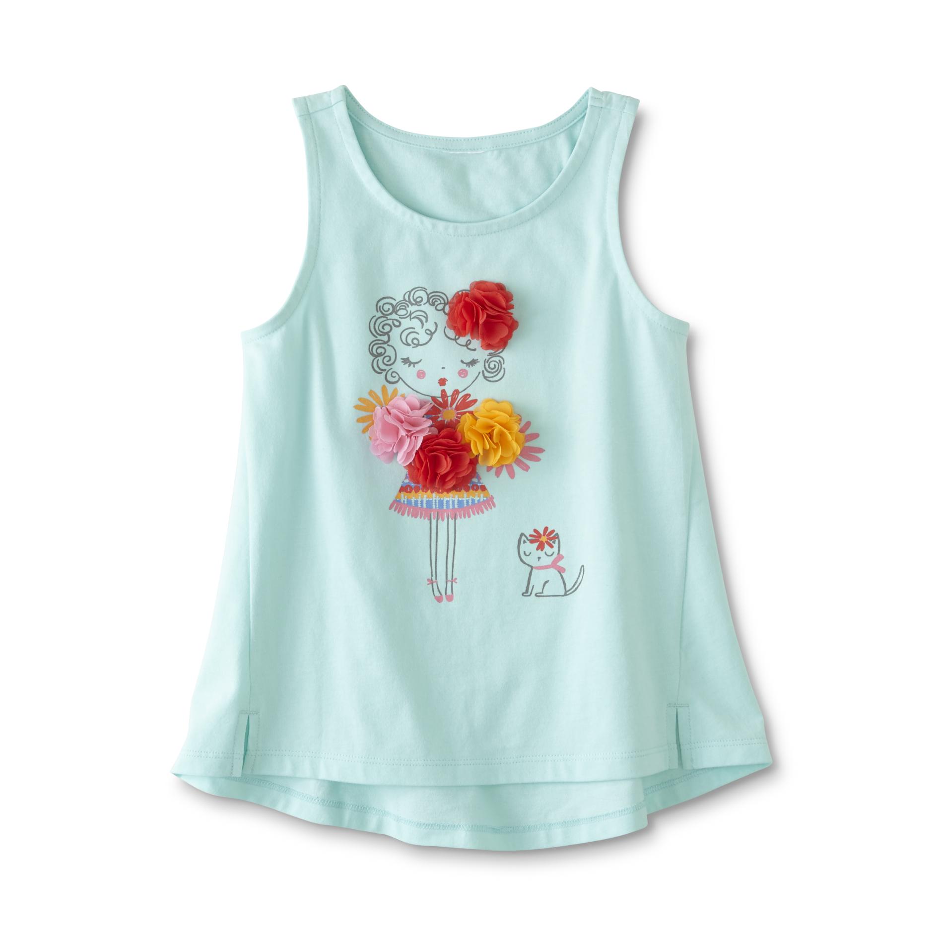 Toughskins Infant & Toddler Girls' Embellished Tank Top - Girl & Cat