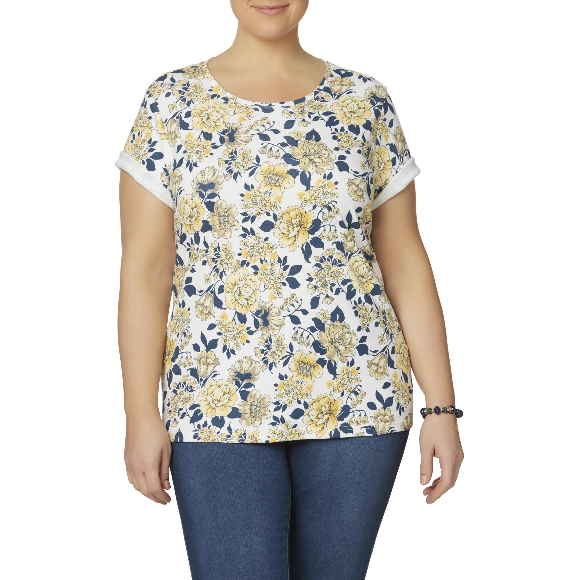 Laura Scott Women's Plus Crew Neck T-Shirt - Floral