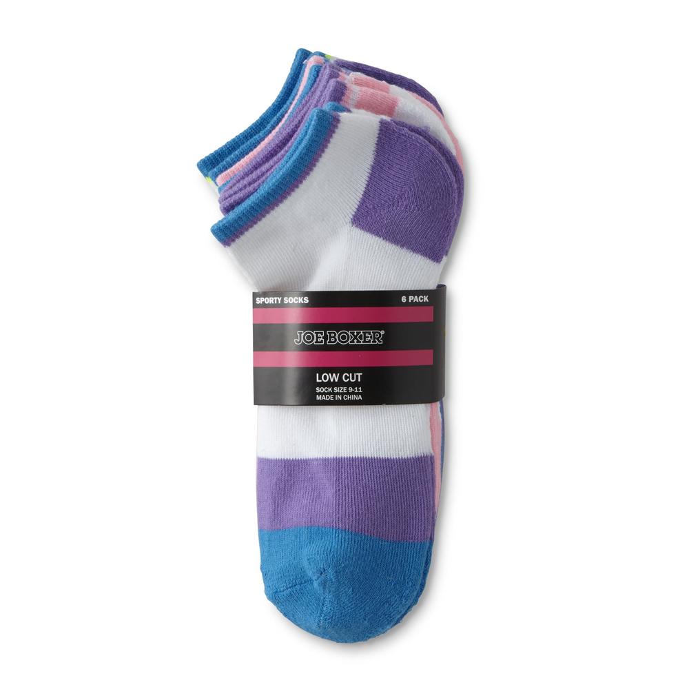 Joe Boxer Women's 6-Pairs Low-Cut Sporty Socks - Colorblock & Solid