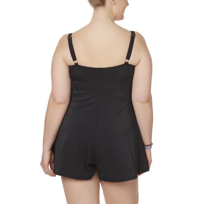 A SHORE FIT! Women's Plus Ruffle Swim Romper