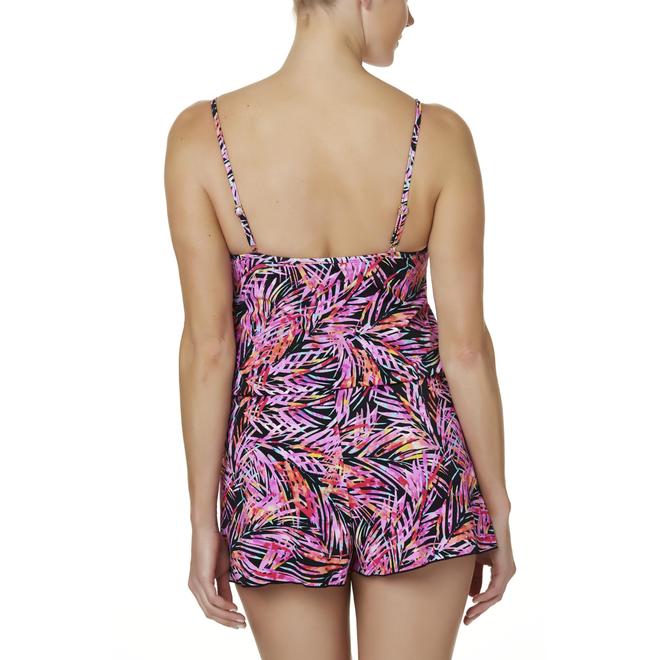 A SHORE FIT! Women's Romper Swimsuit Palm Leaf