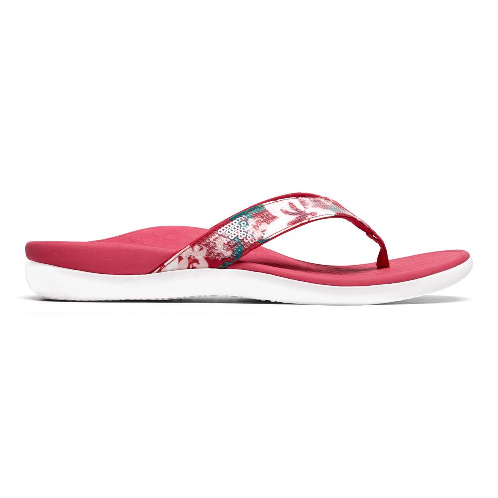 Vionic with Orthaheel Technology Women's Tide Sequins Thong Pink Sandal