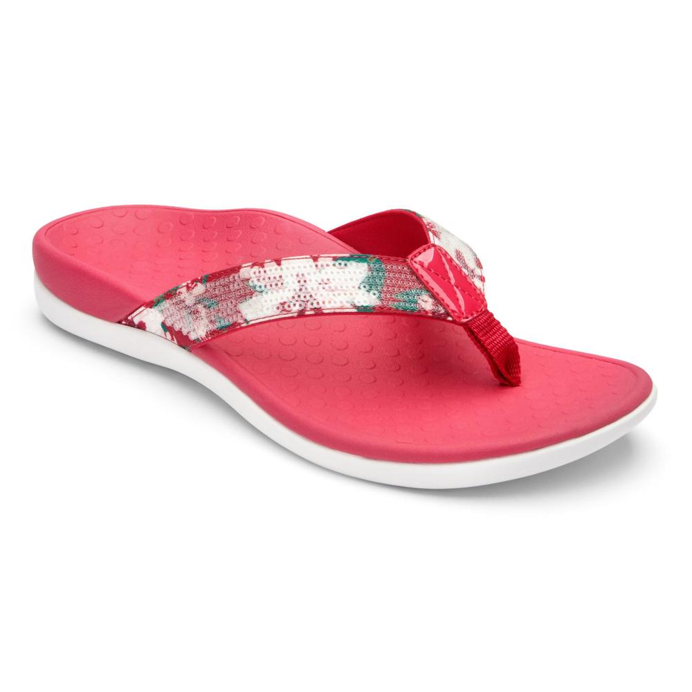 Vionic with Orthaheel Technology Women's Tide Sequins Thong Pink Sandal