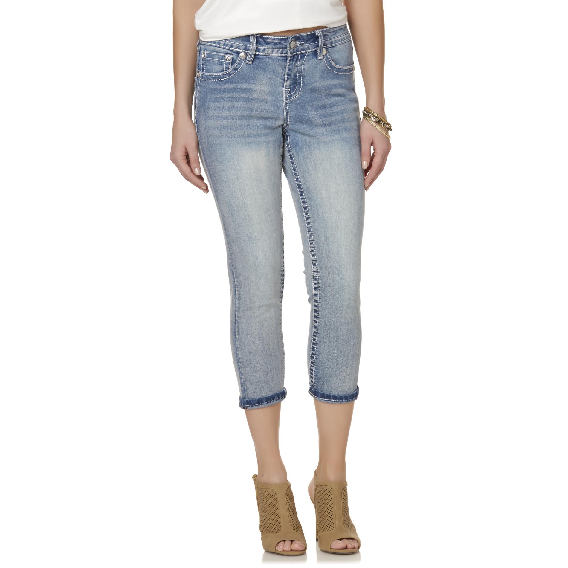 Rebel & Soul Women's Embellished Cropped Skinny Jeans