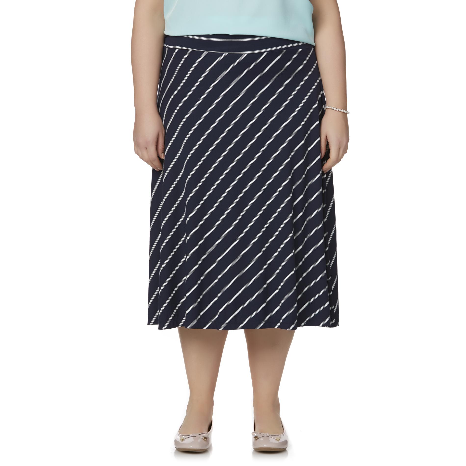 Laura Scott Women's Plus Midi Skirt - Striped