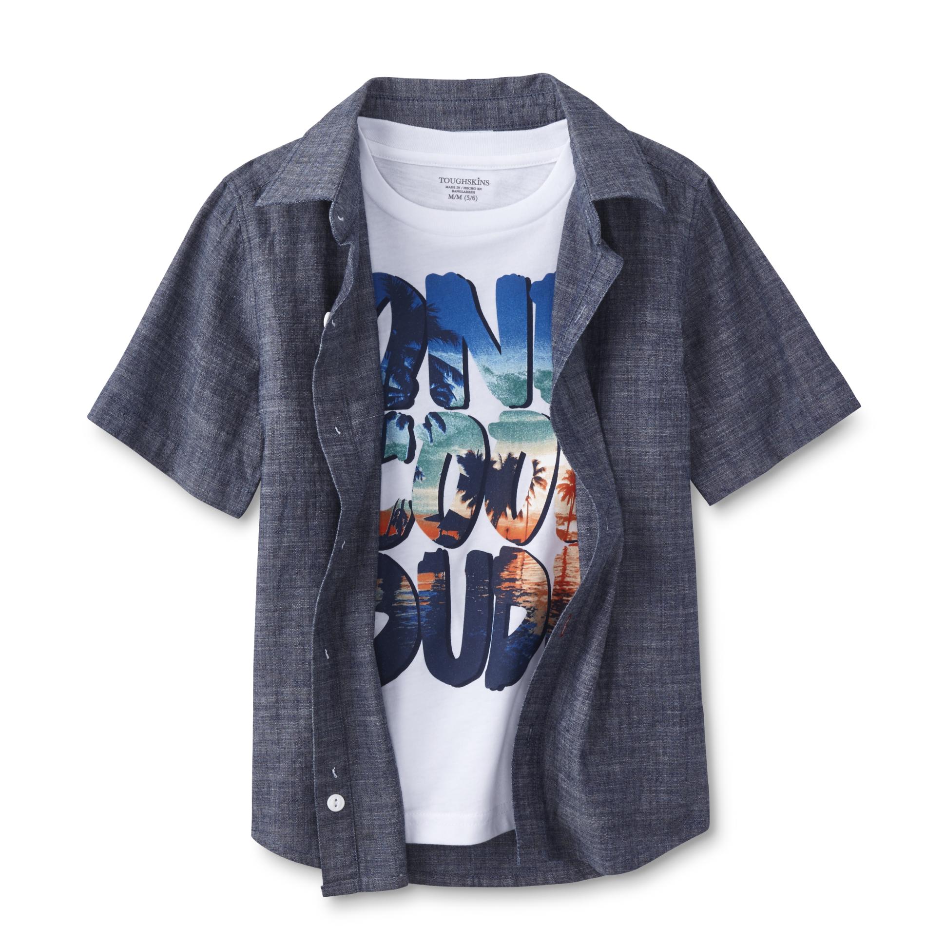 Toughskins Infant & Toddler Boys' Button-Front Shirt & T-Shirt - One Cool Dude