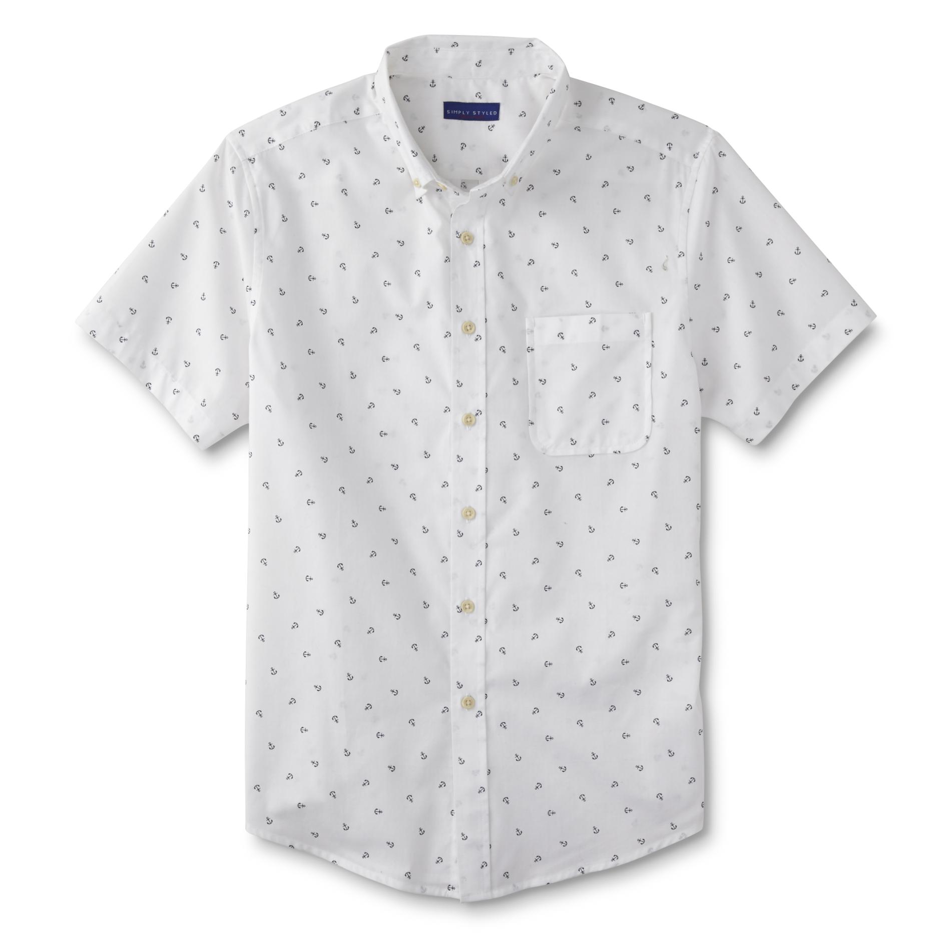 Simply Styled Men's Button-Front Shirt - Anchors