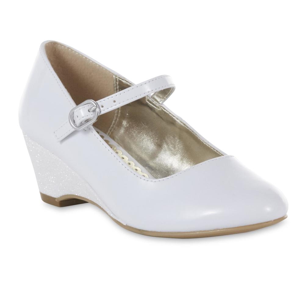 Sparkle & Tux Girls' Jessie Wedge Dress White Shoe