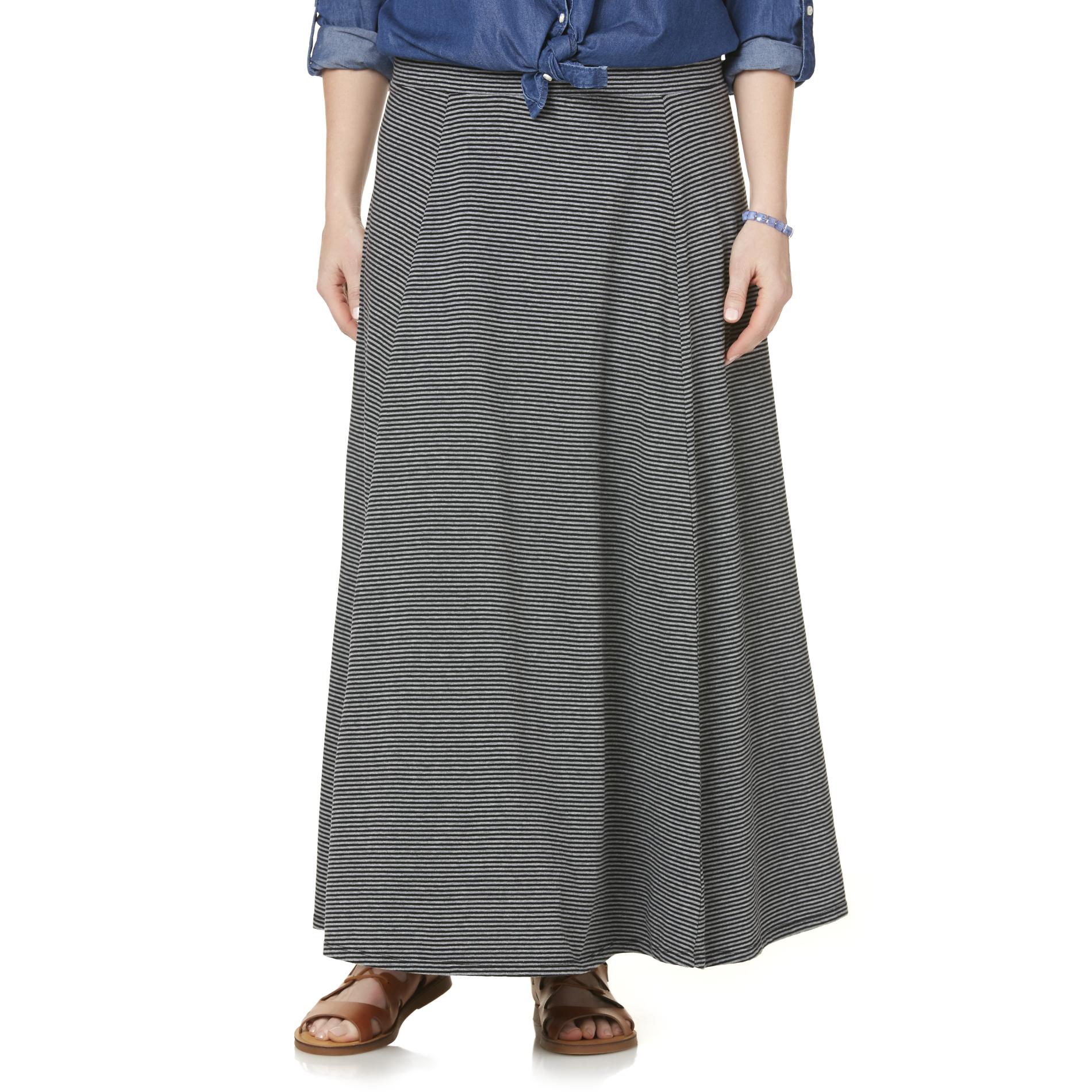 Simply Emma Women's Plus Maxi Skirt - Striped