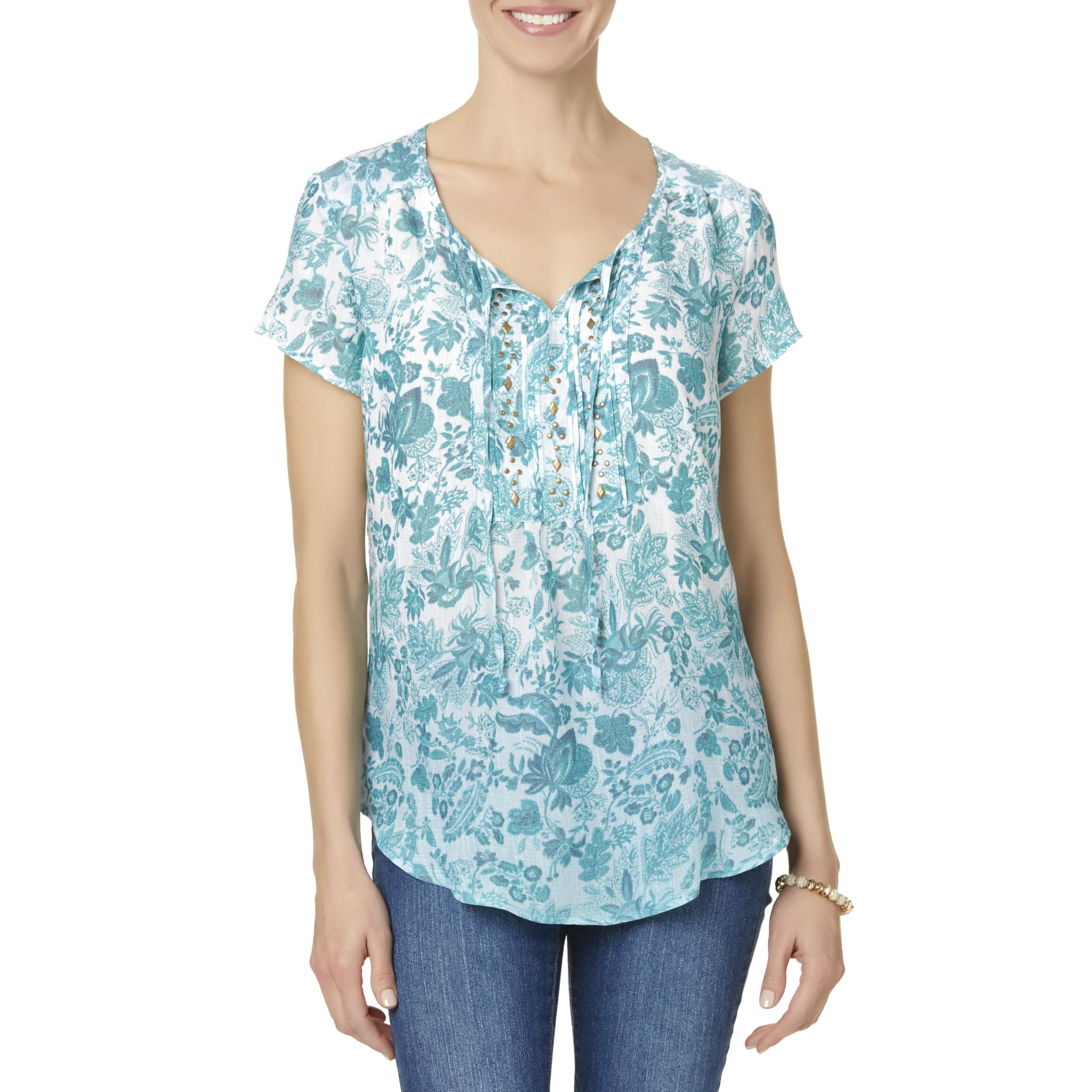 Laura Scott Women's Embellished Shirt - Floral