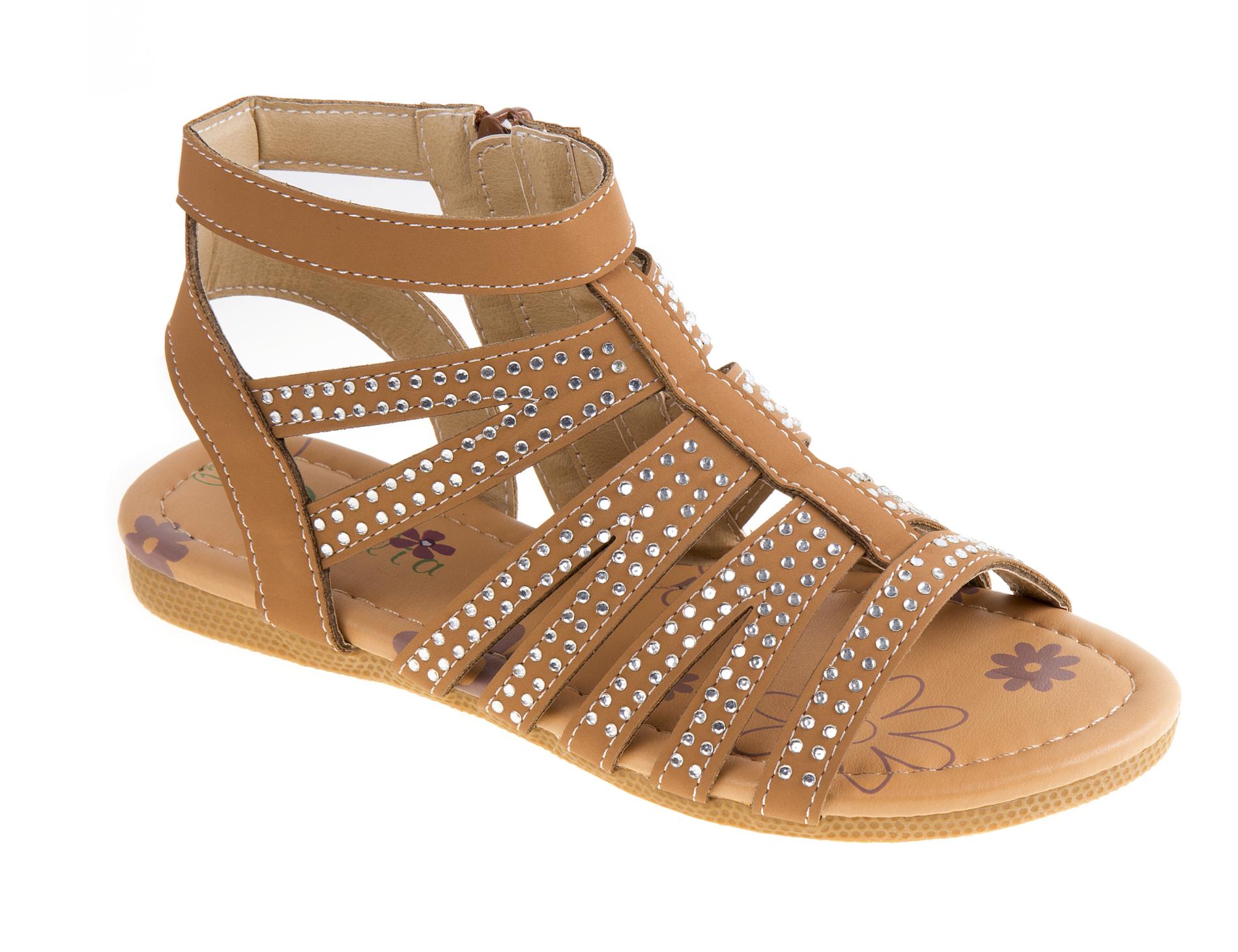 Petalia Girls' Gladiator Tan Sandal