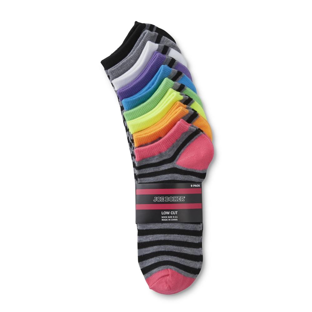 Joe Boxer Women's 9-Pairs Low-Cut Socks - Striped & Solids