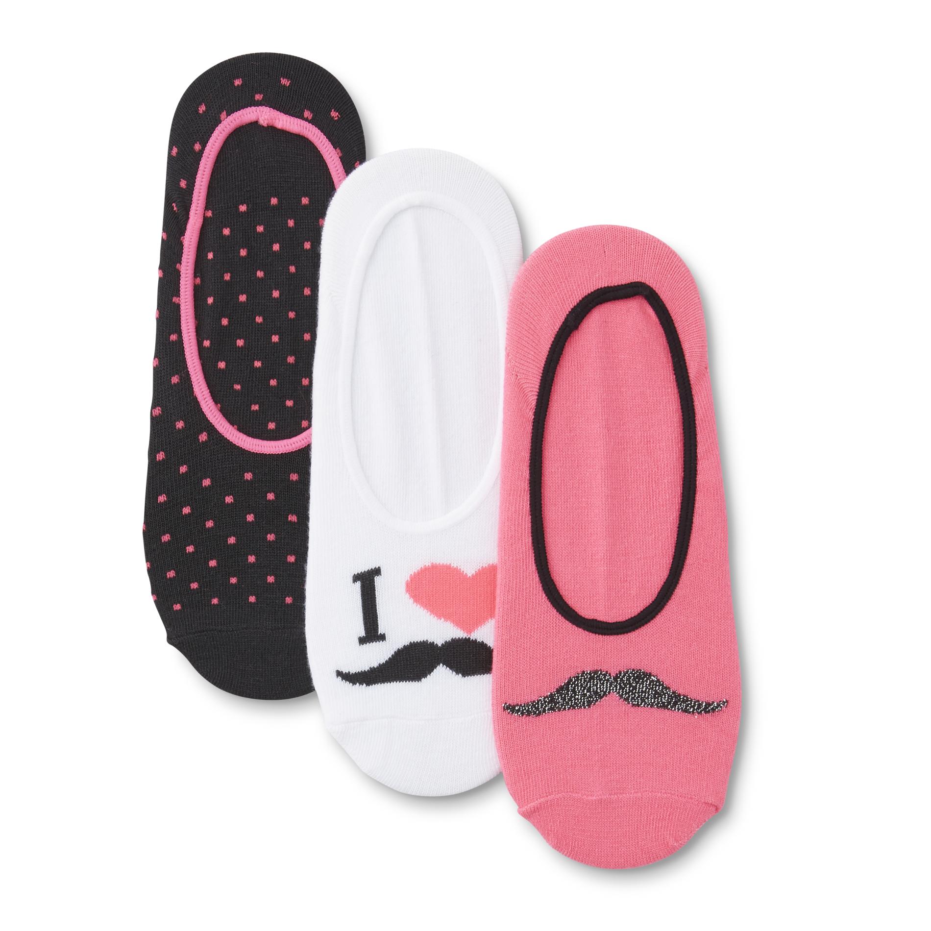 Joe Boxer Women's 3-Pairs Liner Socks - Mustache