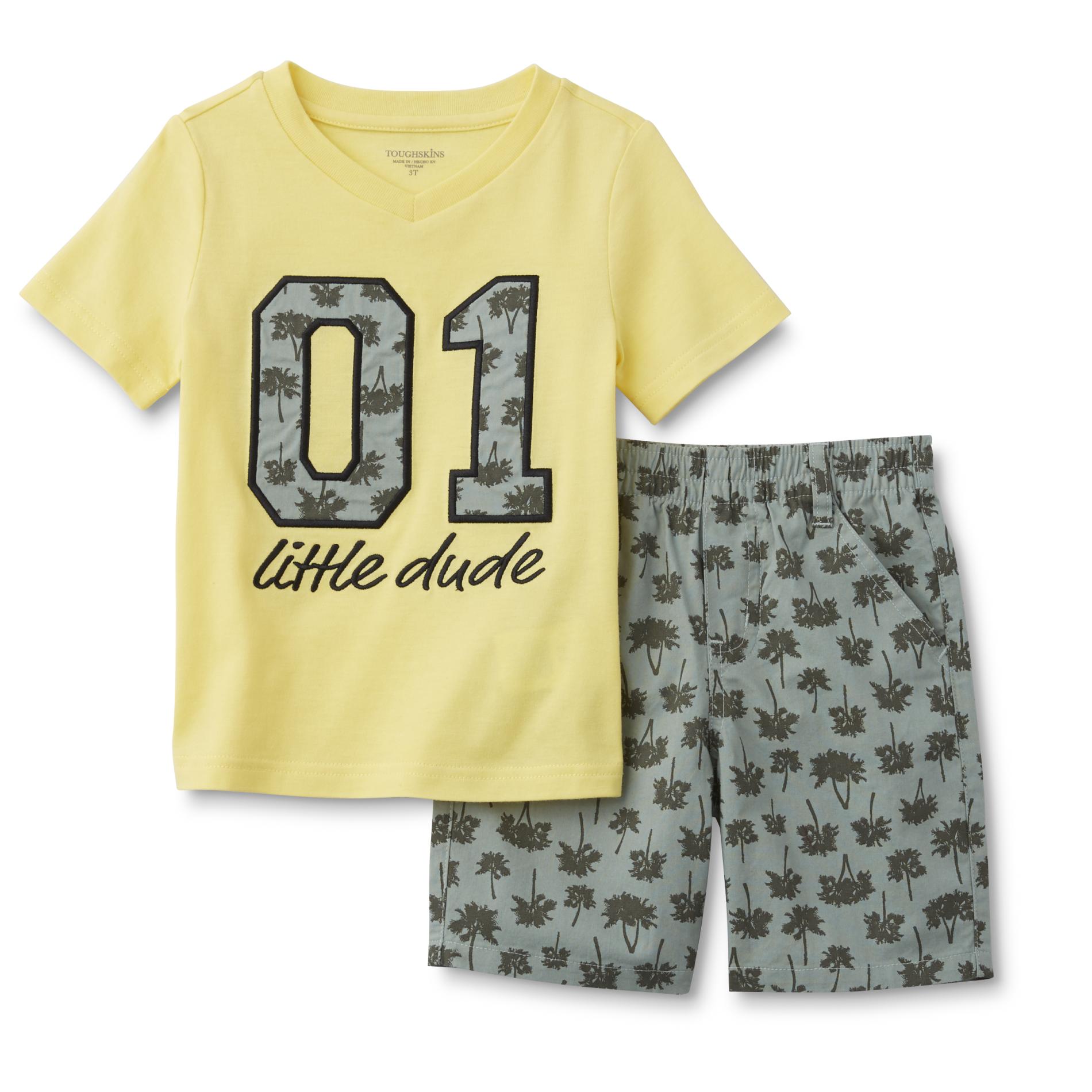 Toughskins Infant & Toddler Boys' V-Neck T-Shirt & Shorts - Little Dude