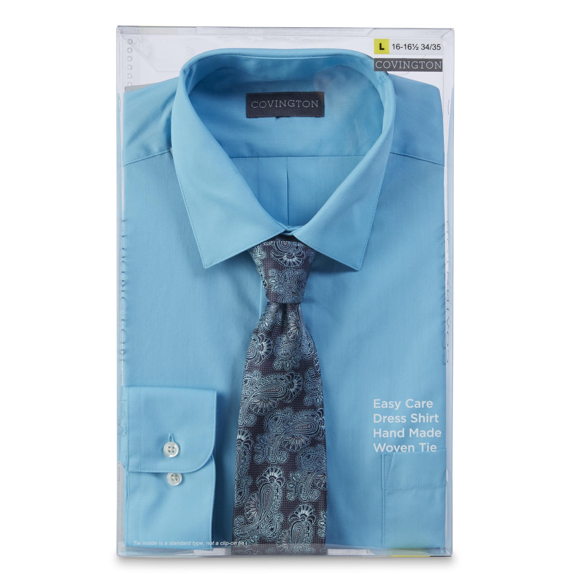 Covington Men's Easy Care Dress Shirt & Necktie - Paisley