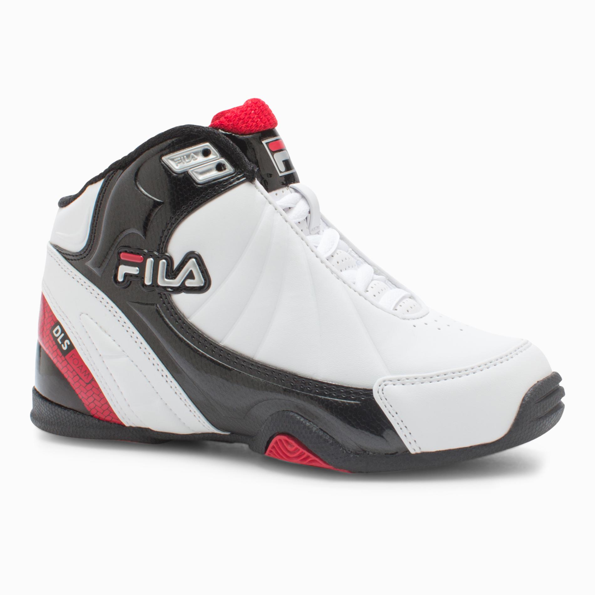 Fila Boys' White/Red DLS Slam High-Top Basketball Shoe