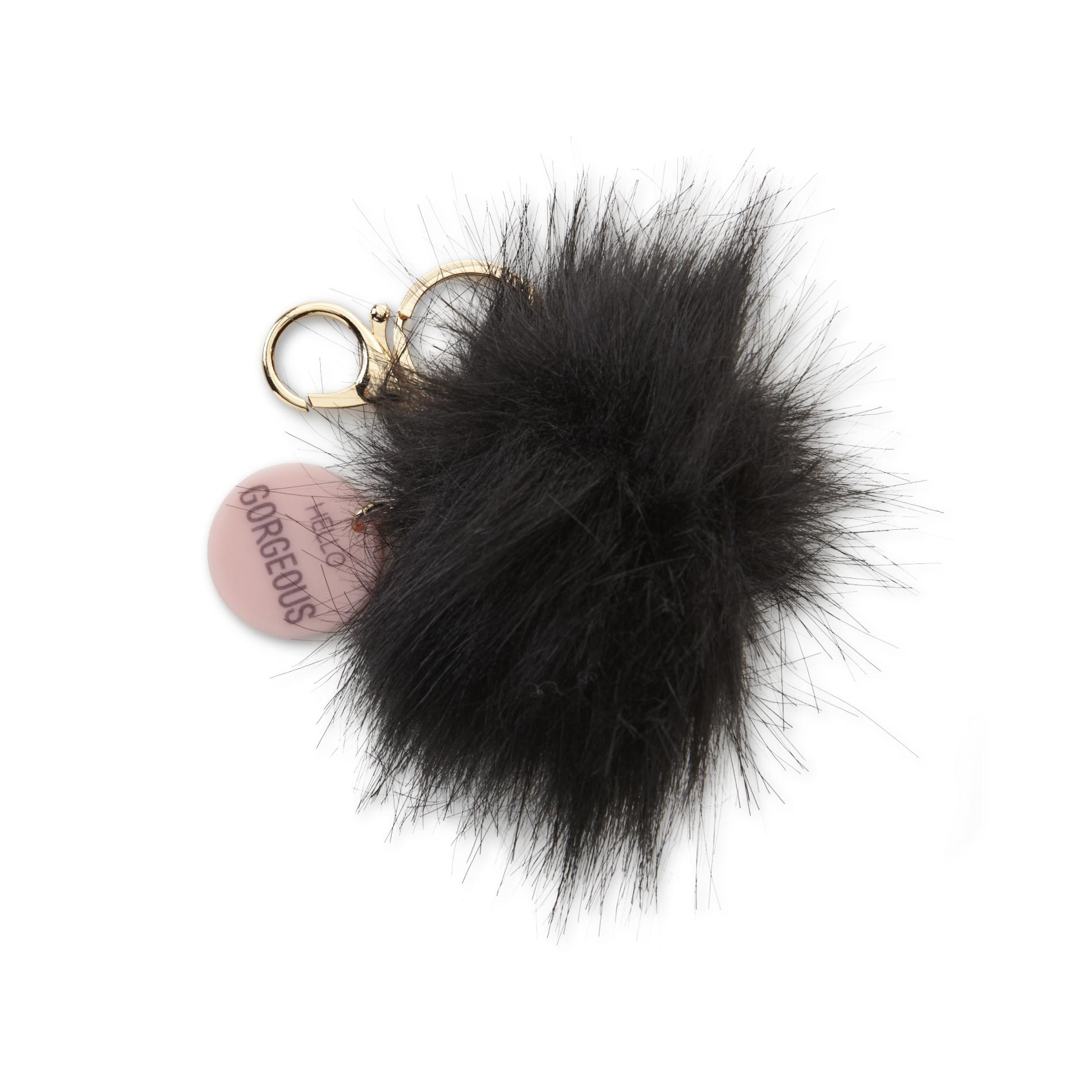 Girls' Pompom Key Chain - Hello Gorgeous, Black Girls' Pompom Key Chain - Hello Gorgeous, Black