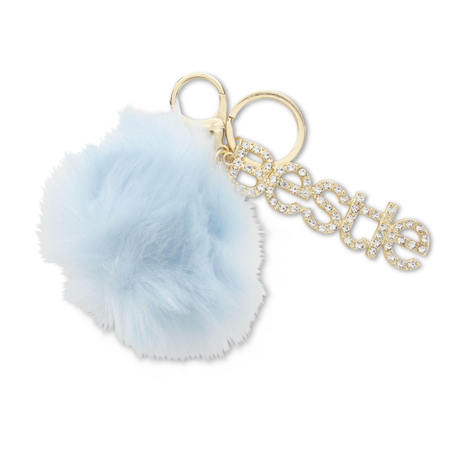 Girls' Pompom Key Chain - Bestie, Blue Girls' Pompom Key Chain - Bestie, Blue