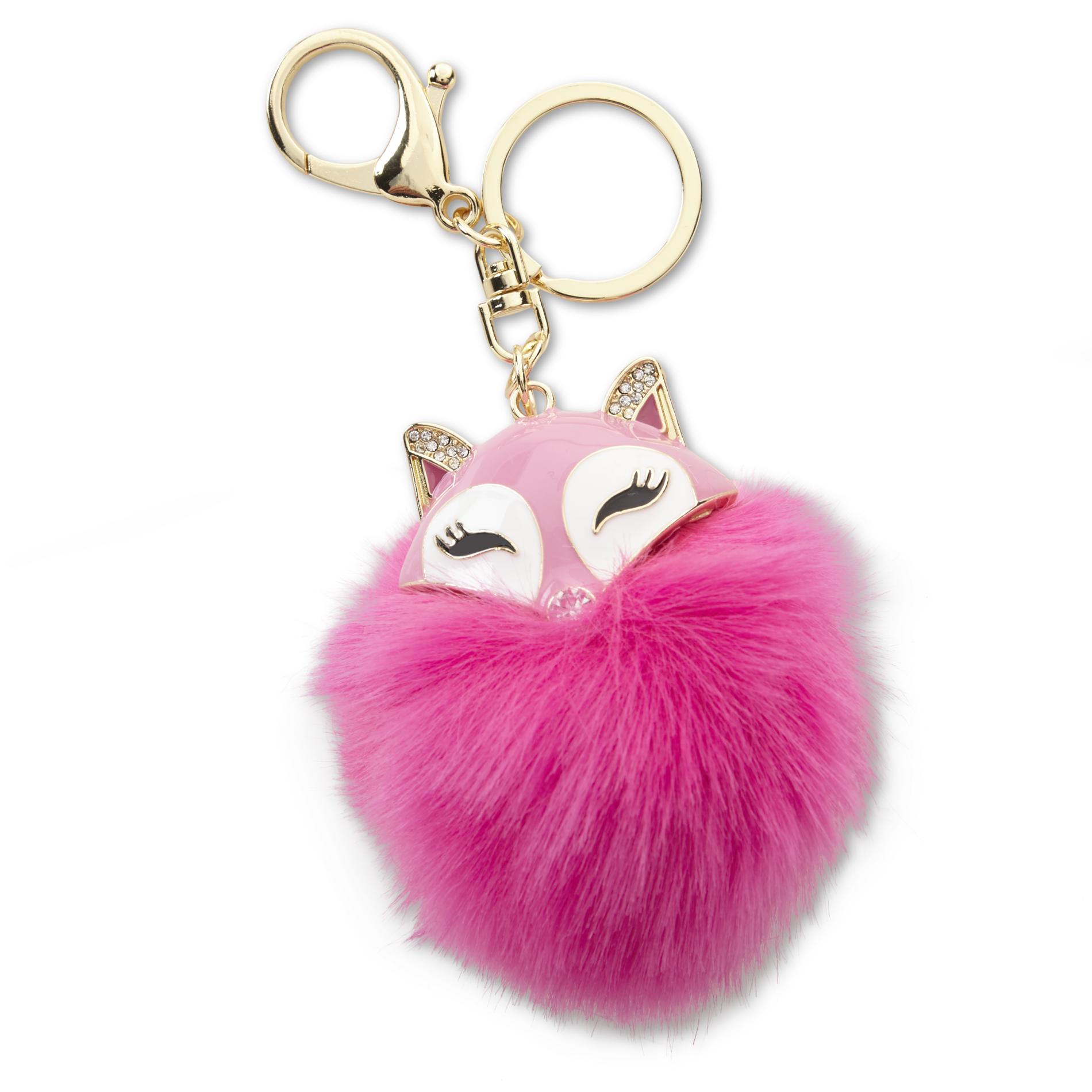 Girls' Critter Pompom Key Chain - Fox, Orange/yellowtone Girls' Critter Pompom Key Chain - Fox, Orange/yellowtone