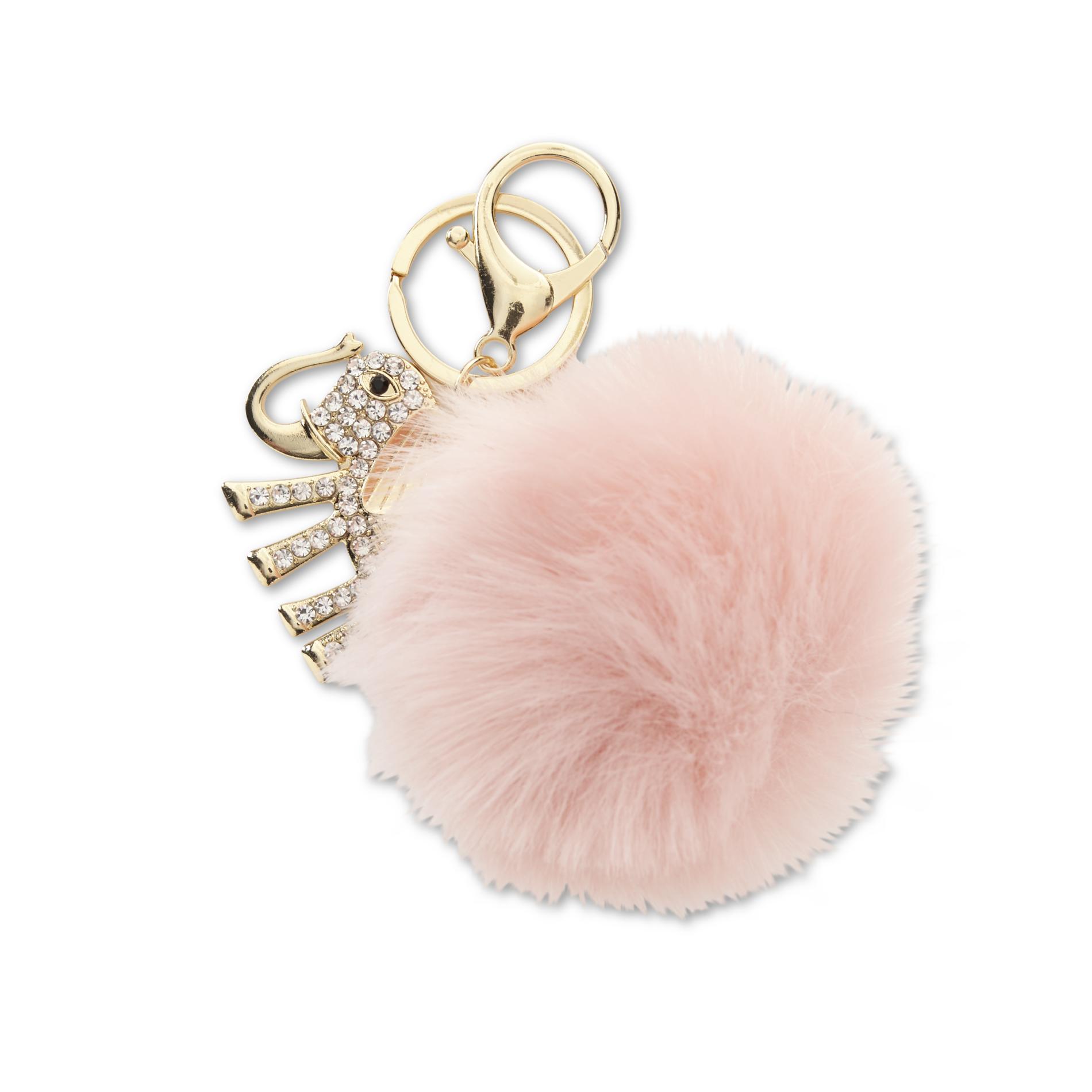 Girls' Pompom Key Chain - Elephant, Pink Girls' Pompom Key Chain - Elephant, Pink
