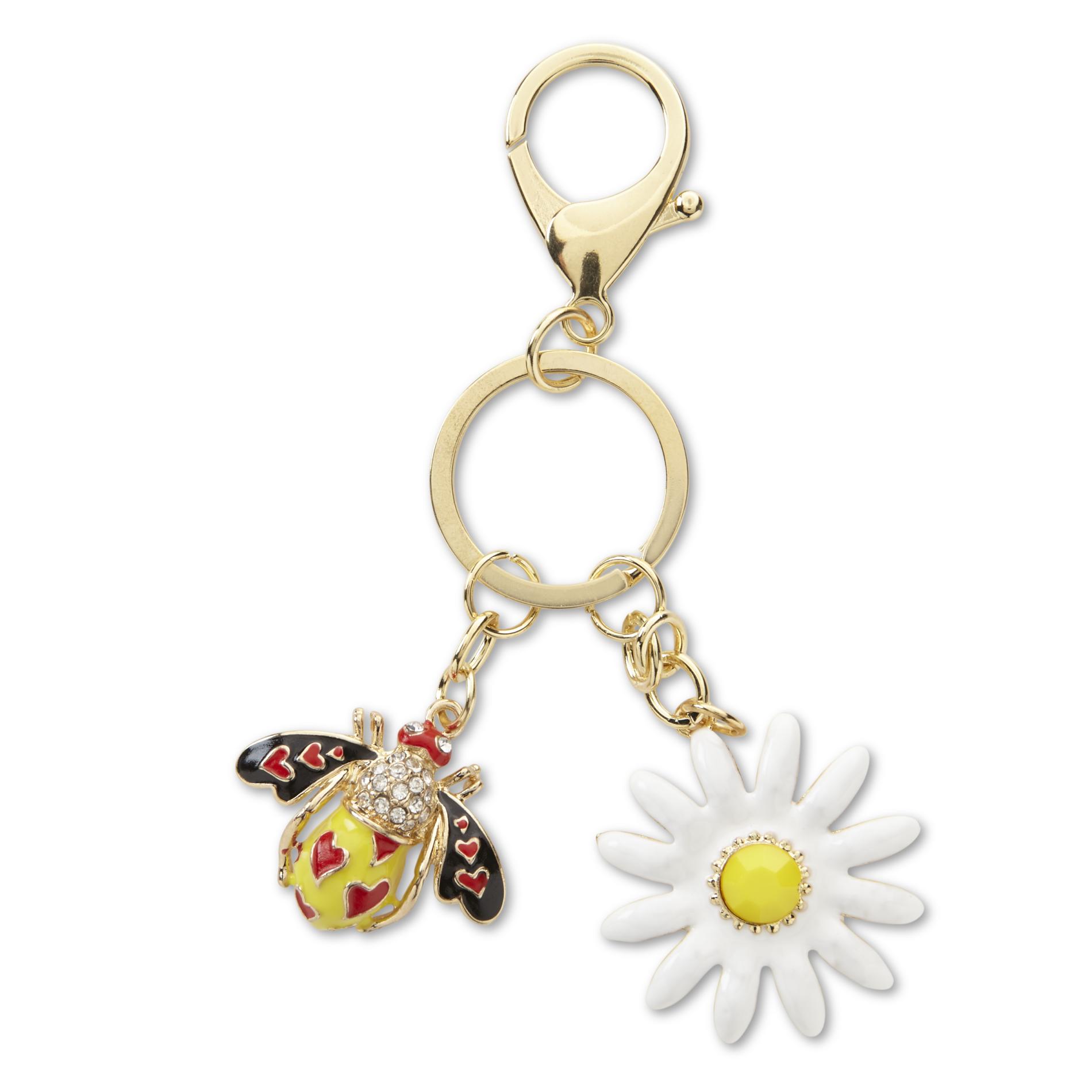 Women's Goldtone Bee Key Ring, Multi-color Women's Goldtone Bee Key Ring, Multi-color