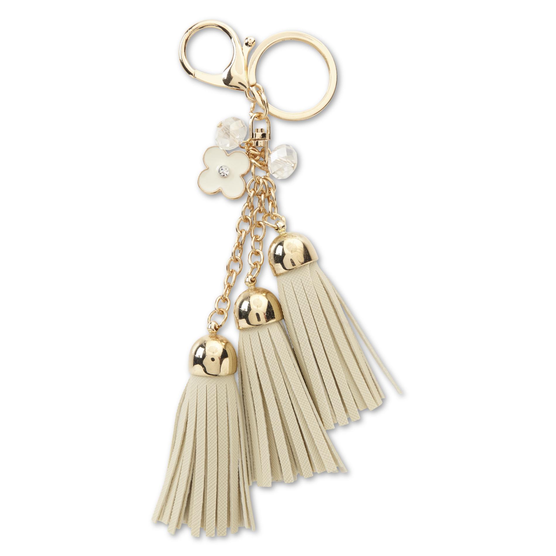 Women's Decorative Handbag Clip - Tassels, Black/yellowtone Women's Decorative Handbag Clip - Tassels, Black/yellowtone
