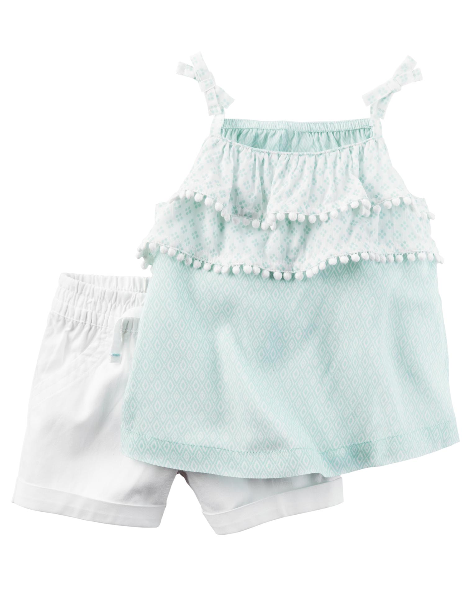 Carter's Newborn & Infant Girls' Tank Top & Shorts - Geometric
