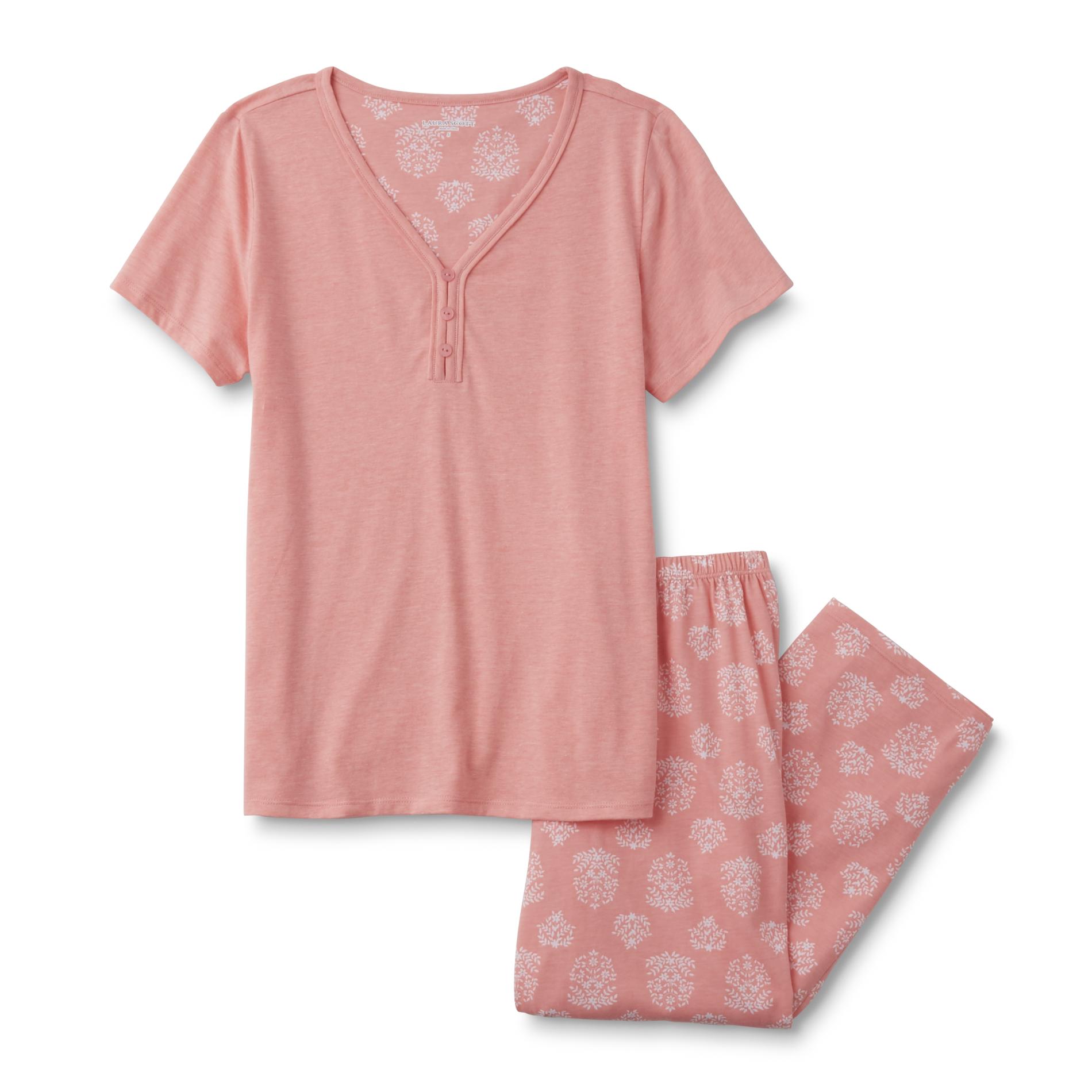 Laura Scott Women's Short-Sleeve Pajama Shirt & Pants - Floral