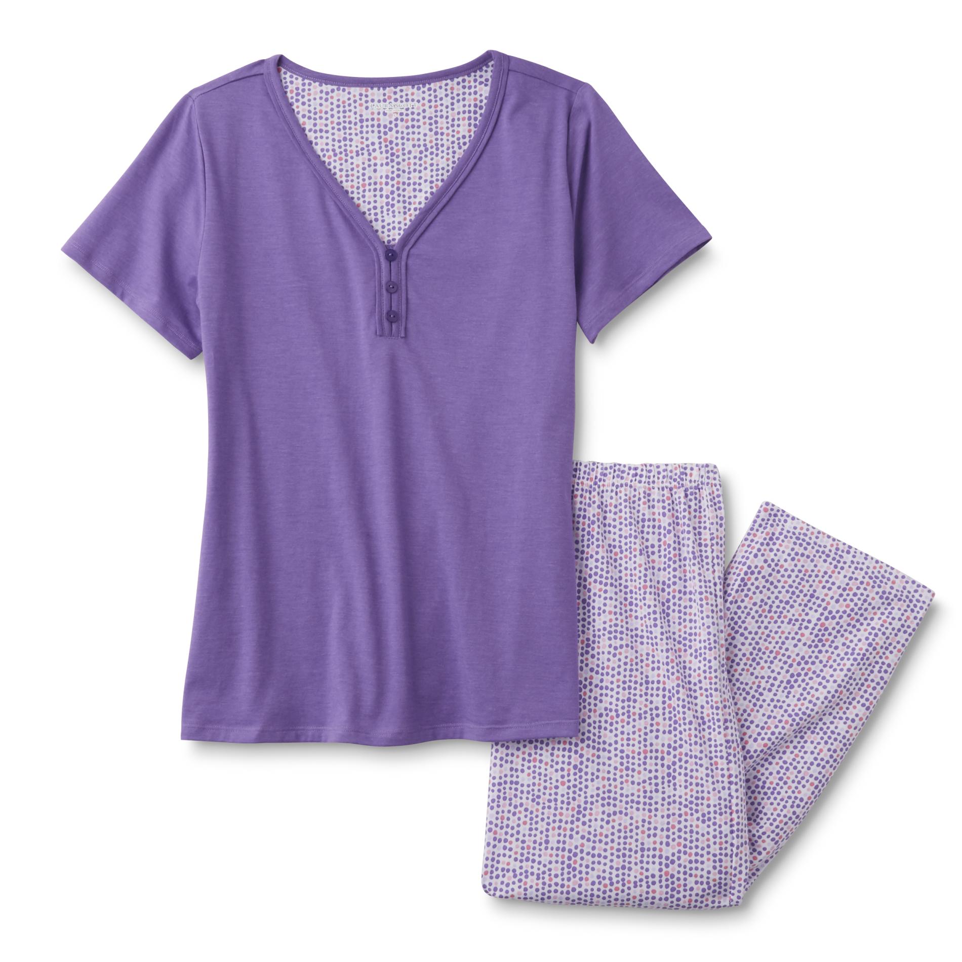 Laura Scott Women's Short-Sleeve Pajama Shirt & Pants - Dot